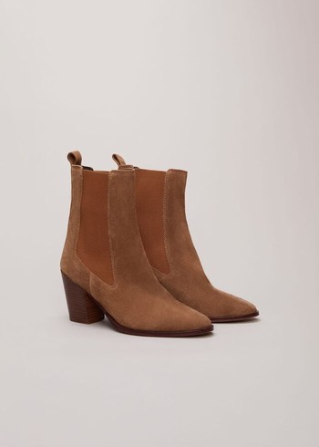 Phase Eight Brown Suede Cowboy Boots Brown Australia | GY6891205